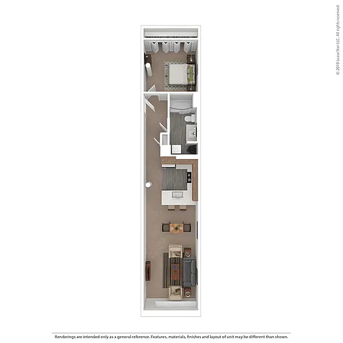 Floor plan C2 1 Bedroom 1 Bathroom