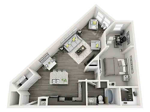 Floor plan 1 Bed, 1 Bath E (80% Income Restricted)