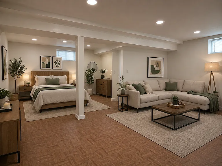 Note: The basement is currently vacant and unfurnished. Any furnished photos are virtual renderings intended to illustrate the space's potential design and layout.