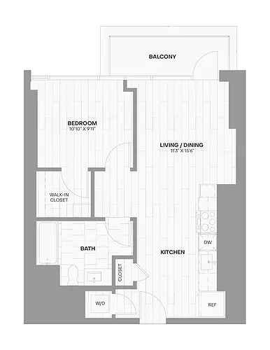 Floor plan 1 Bed/1 Bath WDU80-503
