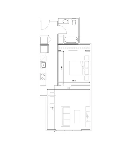 Floor plan Hub 9 - 1x1 A2
