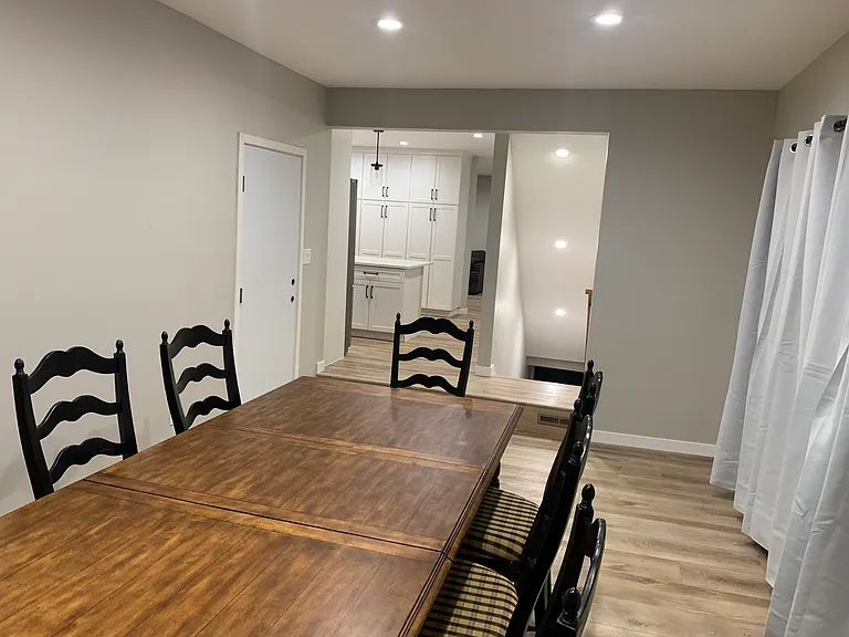 View of kitchen from dining room