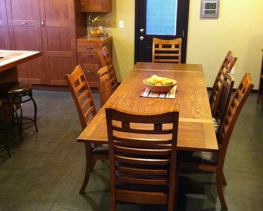 View kitchen with large dining area