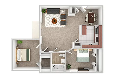 Floor plan 2 Bed 1 Bath