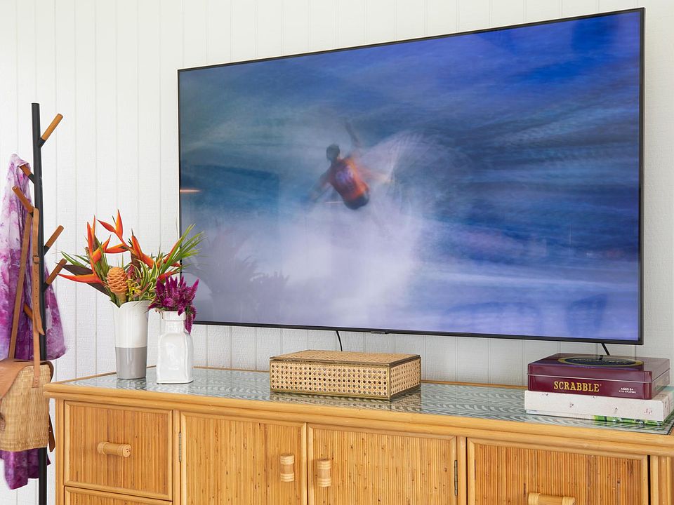 65" TV with Sports Channels.