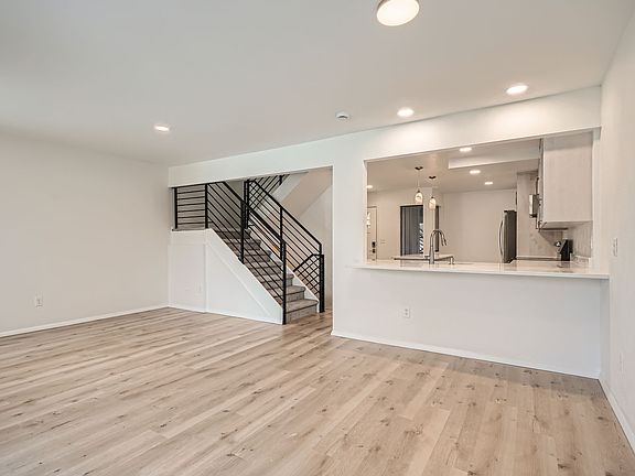 View from slider into the kitchen and living room.