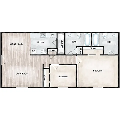 Floor plan 2 Bed 2 Bath
