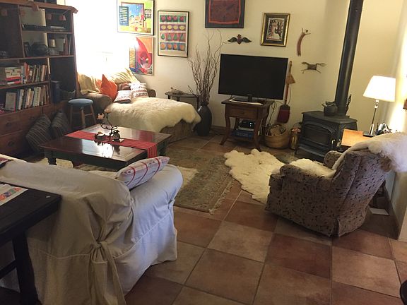 Living area with wood stove