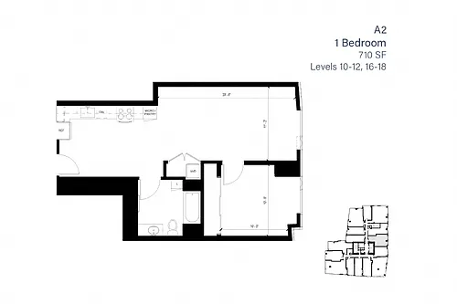 Floor plan A2 1 Bedroom