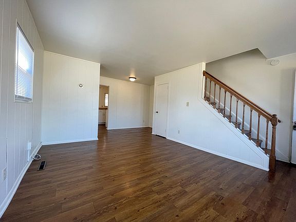 View of living room from front of house