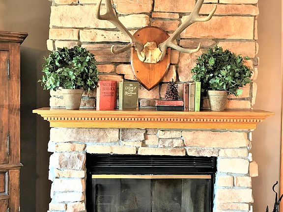 Natural wood fireplace