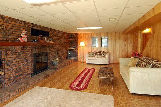 Family room-lower level wood burning fireplace