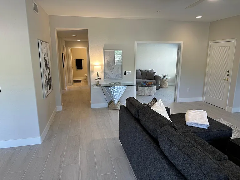 View of Family Room, Den and Hallway