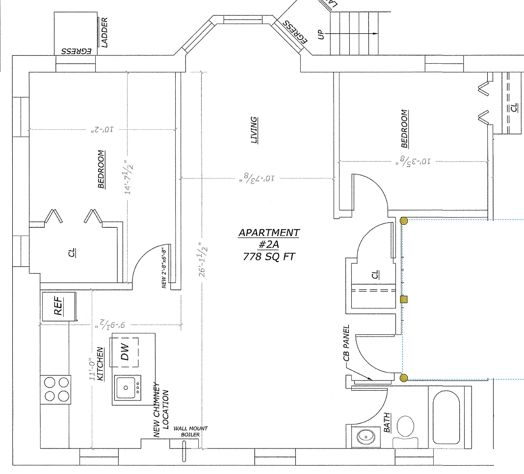 Floor plan 2 Bedrooms, 1 Bathroom
