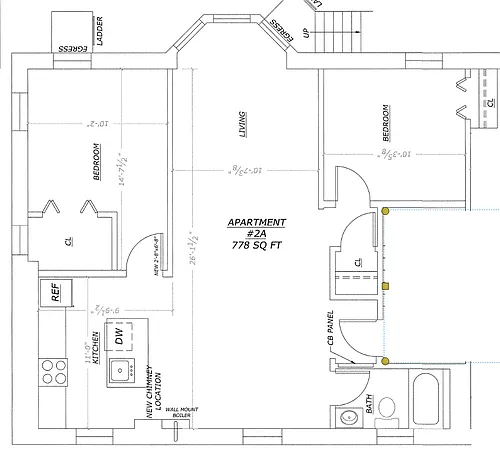 Floor plan 2 Bedrooms, 1 Bathroom