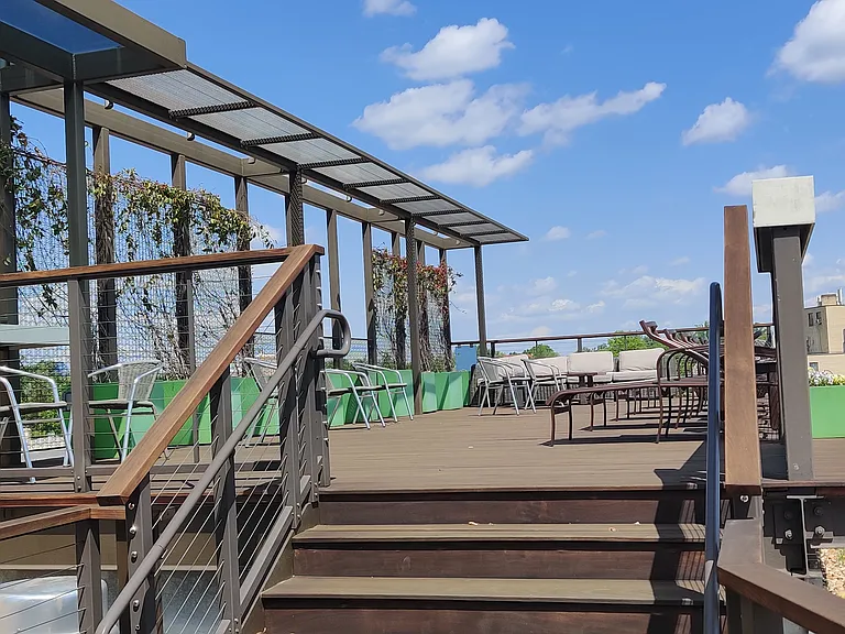 View from the door to access the rooftop deck