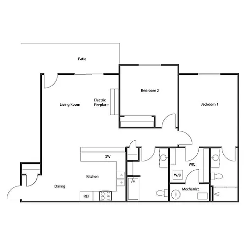 Floor plan 2 BED 2 BATH LOWER