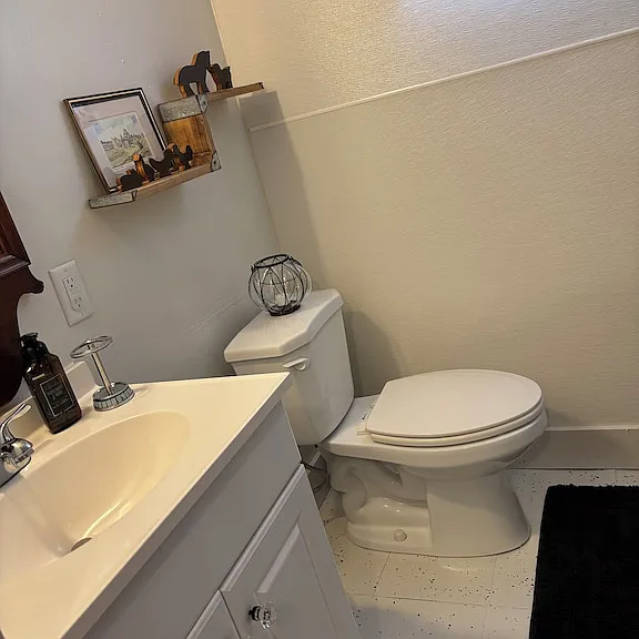 bathroom some decor will be removed - the small standing shower is across from the sink