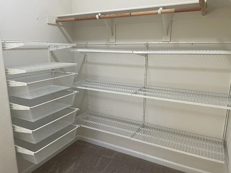 Pre-installed shelving in Walk-in closet