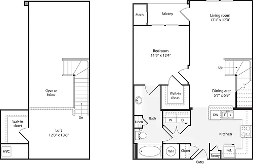 Floor plan 1 Bedroom F with Balcony