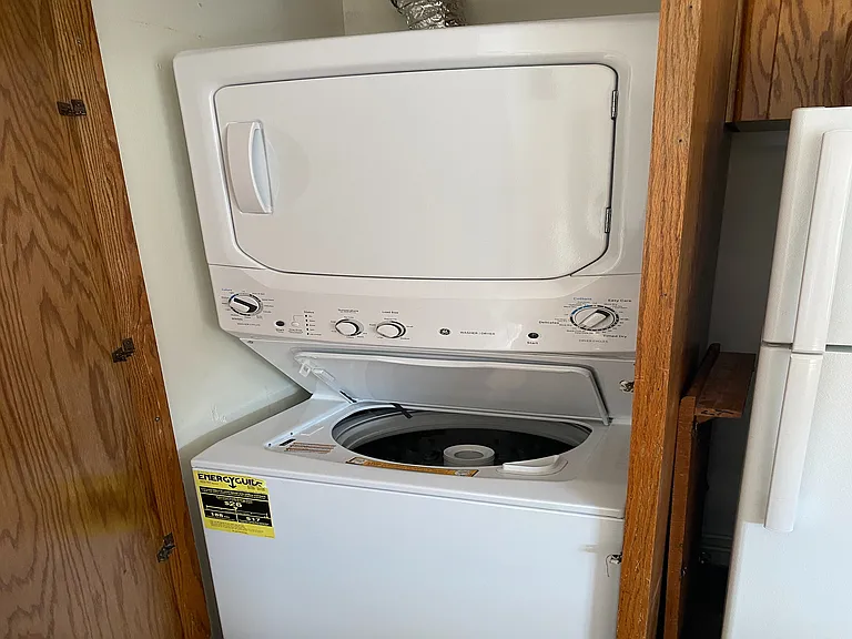 Streamline your laundry routine with this convenient in-unit setup.