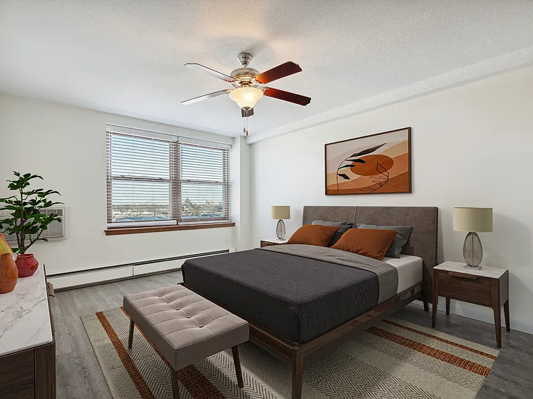 Elevate your living at Central Lakes of Uptown with this modern bedroom featuring spacious layouts and stunning views. Enticing amenities await you. Schedule your tour today and take the first step toward your new home!