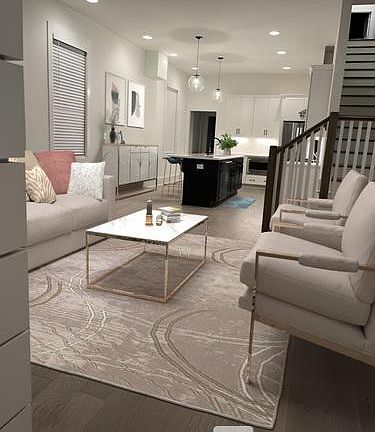 Open Floor Plan Living and Kitchen. Island Space for Eat-in Bar