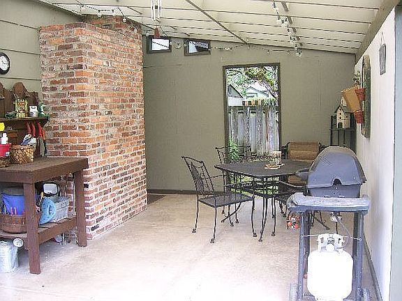 Backyard covered entertaining area patio