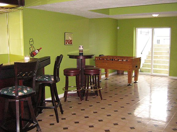 game room area of basement