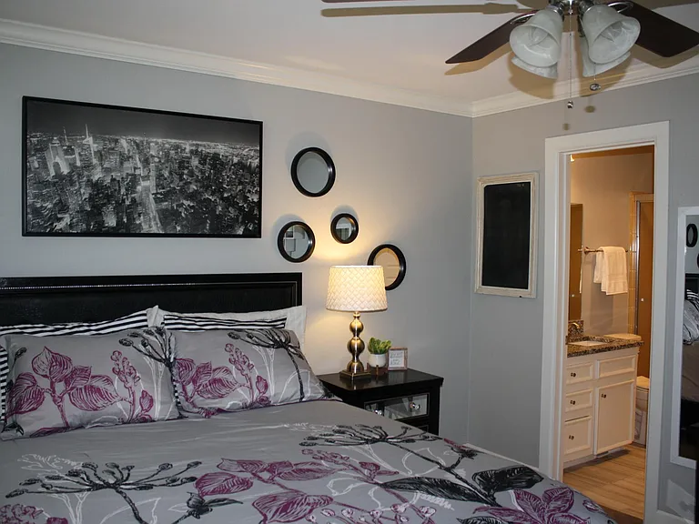 Queen bed and bath down