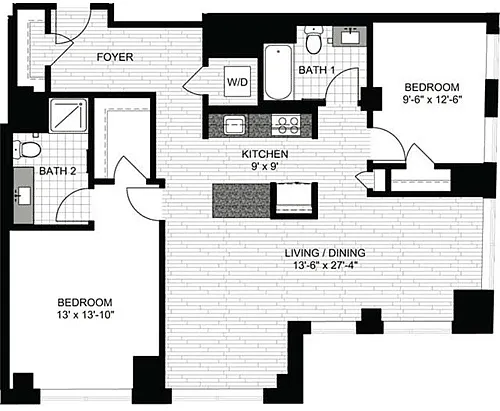 Floor plan 2 Bedrooms S