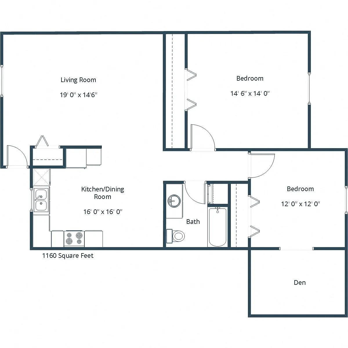 Floor plan Two Bedroom 21B