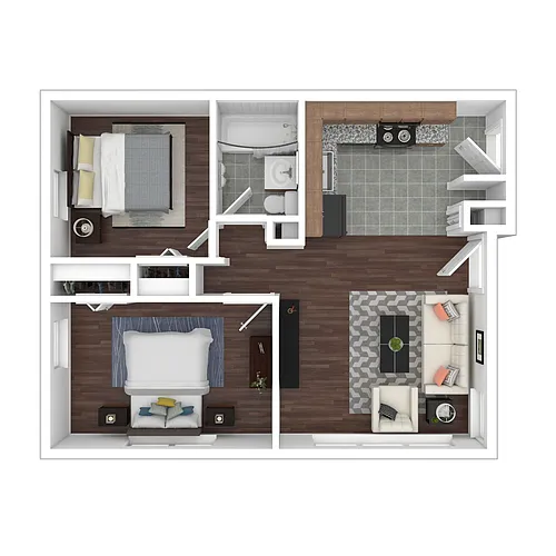 Floor plan Affordable 1 Bedroom Small (TC, 60% AMI)