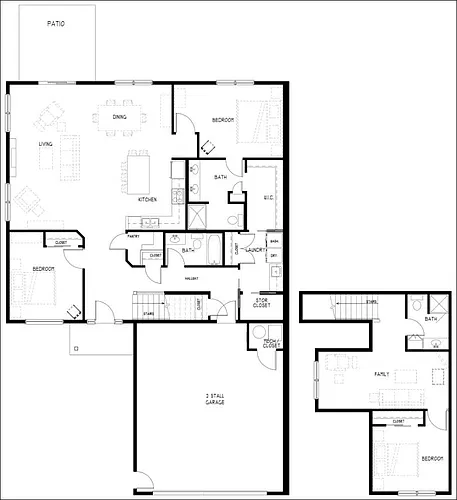 Floor plan 3 Bed 3 Bath Loft | 2042 sf