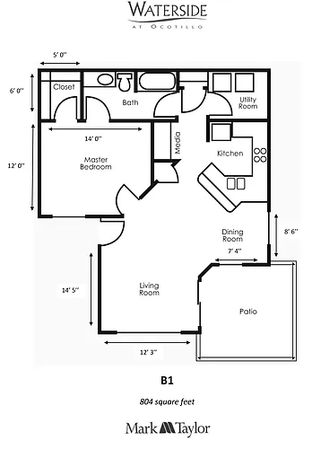 Floor plan One Bedroom/One Bath (b1-062)
