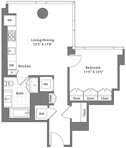 Floor plan 1 Bed - 1 Bath | A10