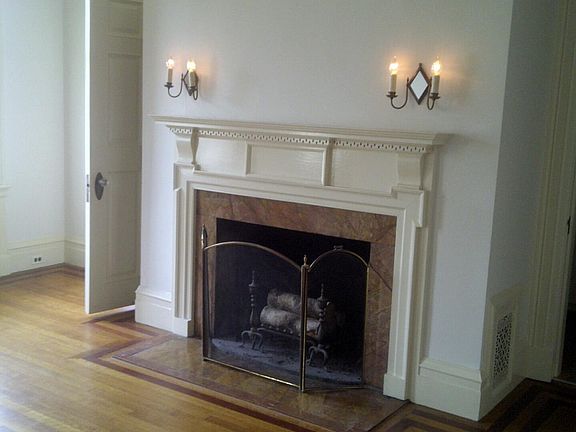 Fireplace and hardwood floor