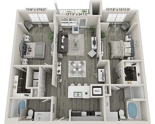 Floor plan Two Bedroom B2K