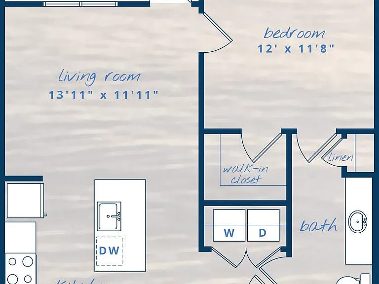 1x1 A2 floor plan Vue at Belleair