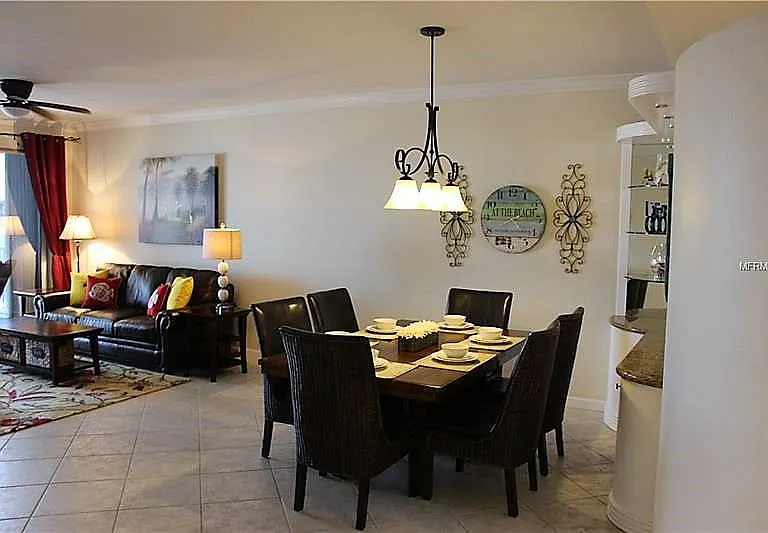 Generous Living & Dining area with custom tile + fabulous in