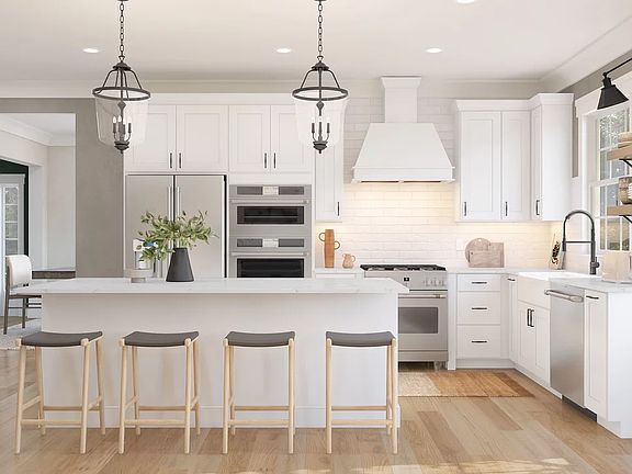 Kitchen with pendant lighting-Artist Rendering
