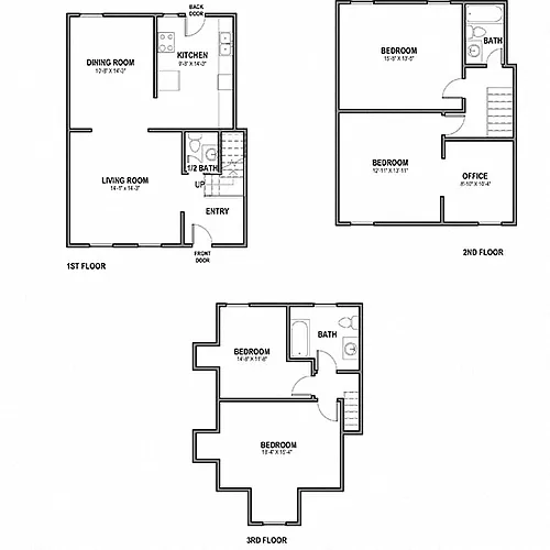 Floor plan 3 BR 2.5 Bath - Den