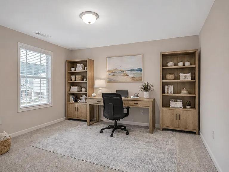 Guest bedroom with a premium office space.