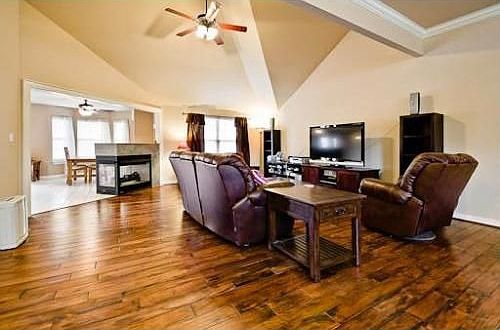 Living Room and Peninsula Gaslog Fireplace
