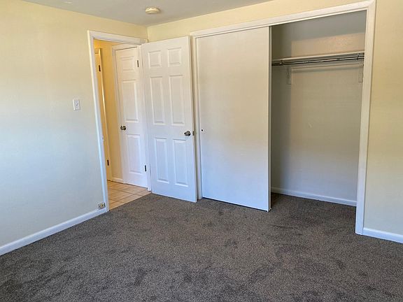 The bedroom has a nice, big closet.