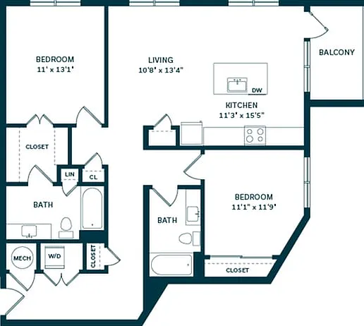 Explore the spacious layout of this modern 2-bedroom apartment featuring a kitchen, living room, and private balcony. Explore the spacious layout of this modern 2-bedroom apartment featuring a kitchen, living room, and private balcony.