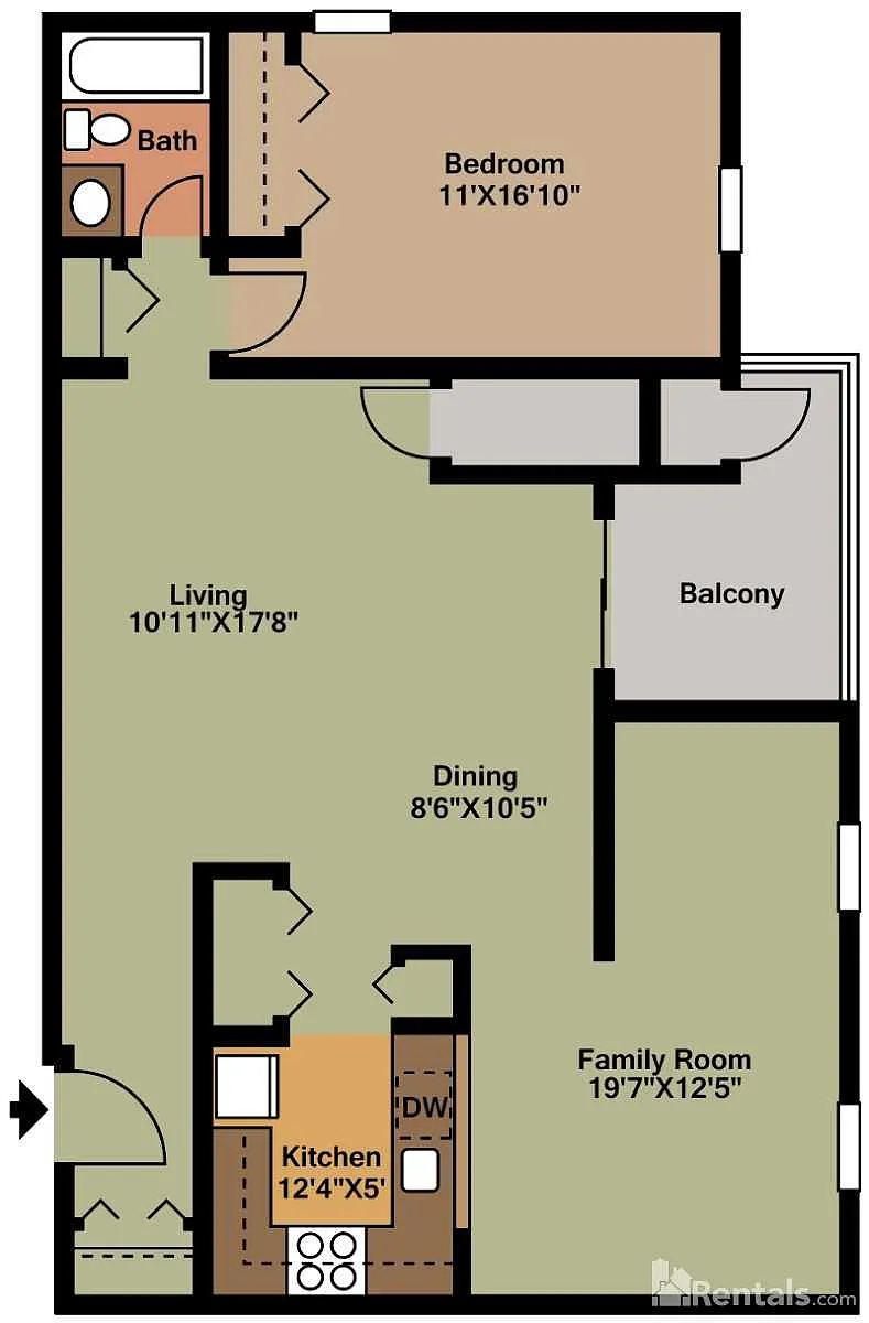 Floor plan 1 Bedroom 1 Bathroom Family Room