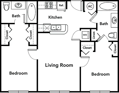 Floor plan Two Bedroom Two Bath 60%