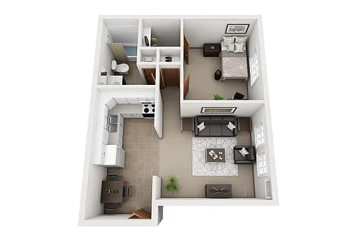Floor plan 1 BR 1 BA - Timber - Suite - E