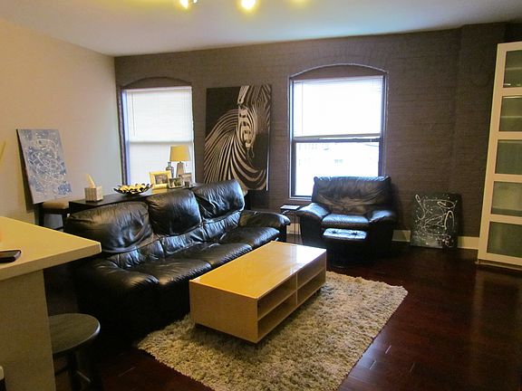 Large living area with view of downtown
